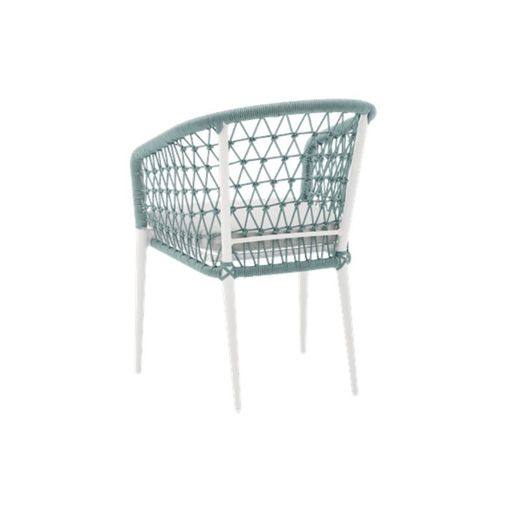 Krzesło ogrodowe z podłokietnikami wykonanymi z aluminium i liny w kolorze białym i turkusowym, 56 x 62 x 81 cm | Nelayan