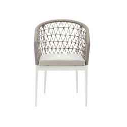 Aluminum, porcelain, and rope garden dining set in white and greige | Nelayan