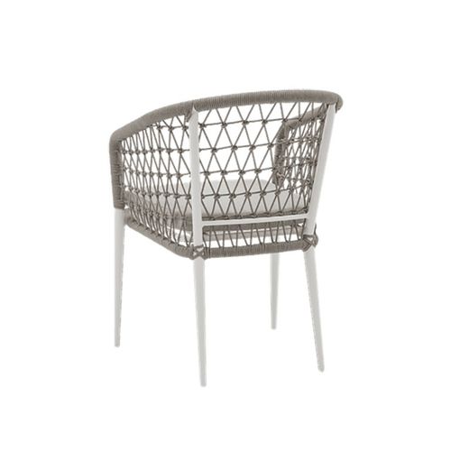 Aluminum, porcelain, and rope garden dining set in white and greige | Nelayan
