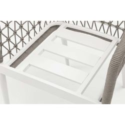 Aluminum, porcelain, and rope garden dining set in white and greige | Nelayan