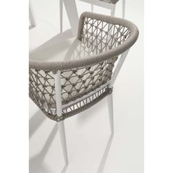 Aluminum, porcelain, and rope garden dining set in white and greige | Nelayan