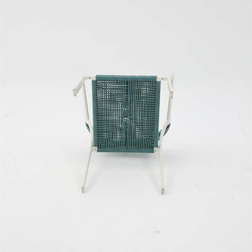 Tuinstoel met armleuningen van aluminium en nautisch touw in wit en aqua, 56 x 61 x 79 cm | Appelton