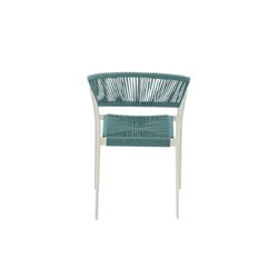 Sedia da giardino con braccioli in alluminio e corda nautica in bianco e acqua, 56 x 61 x 79 cm | Appelton