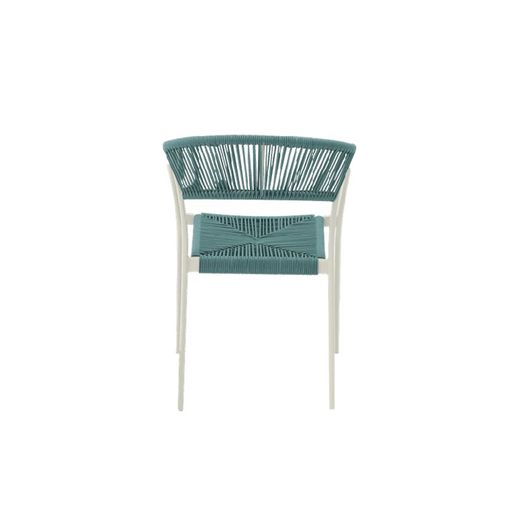 Tuinstoel met armleuningen van aluminium en nautisch touw in wit en aqua, 56 x 61 x 79 cm | Appelton