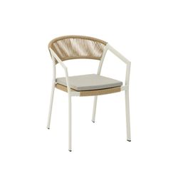Tuinstoel met armleuningen van aluminium en nautisch touw in wit en naturel, 56 x 61 x 79 cm | Appelton