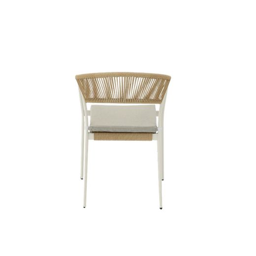 Tuinstoel met armleuningen van aluminium en nautisch touw in wit en naturel, 56 x 61 x 79 cm | Appelton