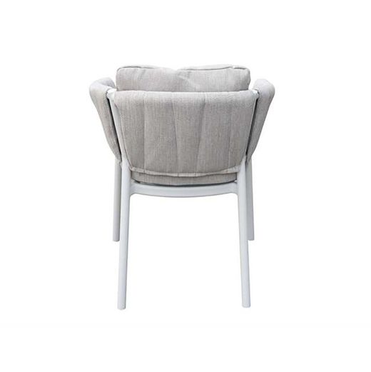 Tuinfauteuil van aluminium en olefinstof in wit en lichtgrijs, 61 x 63 x 80 cm | Attica