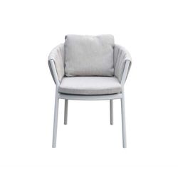Tuinfauteuil van aluminium en olefinstof in wit en lichtgrijs, 61 x 63 x 80 cm | Attica