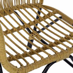 Chaise avec coussin en rotin synthétique et métal beige/noir, 51x61x81cm