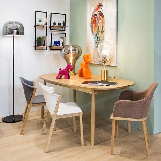 Silla con estructura de madera de haya y tapizado (61 x 87,5 x 45 cm) | Serie Juansan Linen