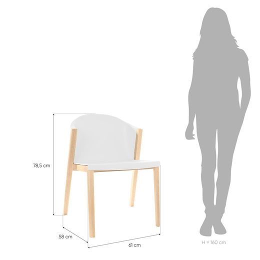 Silla con estructura de madera de haya y tapizado (61 x 87,5 x 45 cm) | Serie Juansan Linen