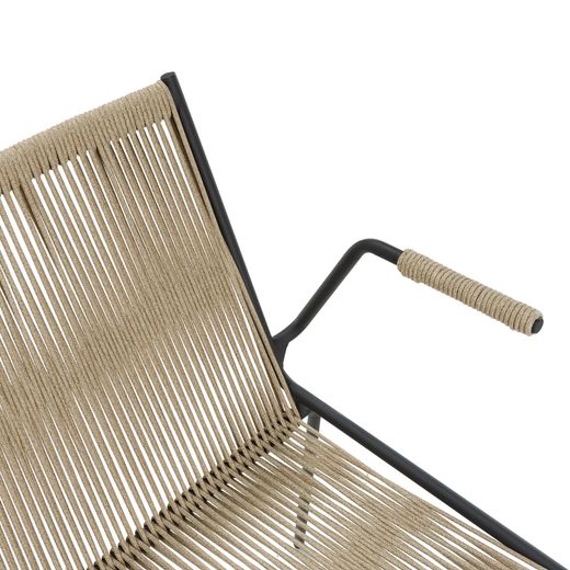 Chair with rope and metal armrests in cream, 55 x 57 x 82 cm | Emily