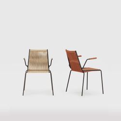 Chair with rope and metal armrests in cream, 55 x 57 x 82 cm | Emily