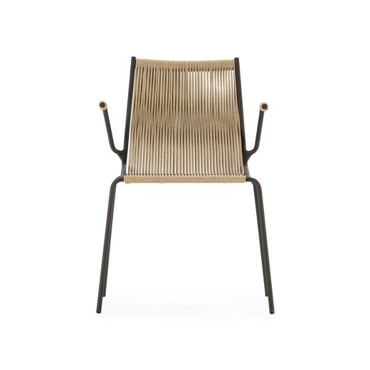 Chair with rope and metal armrests in cream, 55 x 57 x 82 cm | Emily