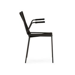 Chair with rope and metal armrests in black, 55 x 57 x 82 cm | Emily