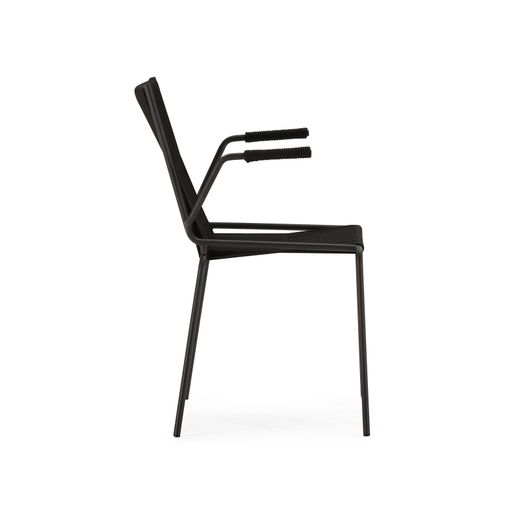 Chair with rope and metal armrests in black, 55 x 57 x 82 cm | Emily