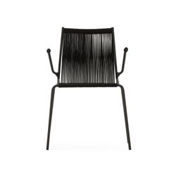 Chair with rope and metal armrests in black, 55 x 57 x 82 cm | Emily