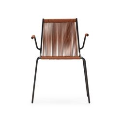 Stuhl mit Armlehnen aus Seil und Metall in Terrakotta, 55 x 57 x 82 cm | Emily