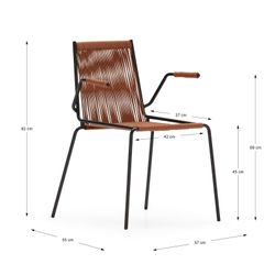 Stuhl mit Armlehnen aus Seil und Metall in Terrakotta, 55 x 57 x 82 cm | Emily