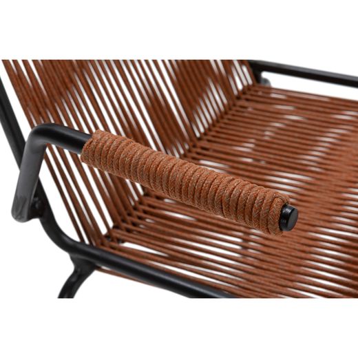 Stuhl mit Armlehnen aus Seil und Metall in Terrakotta, 55 x 57 x 82 cm | Emily