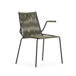 Chair with rope and metal armrests in mint green, 55 x 57 x 82 cm | Emily