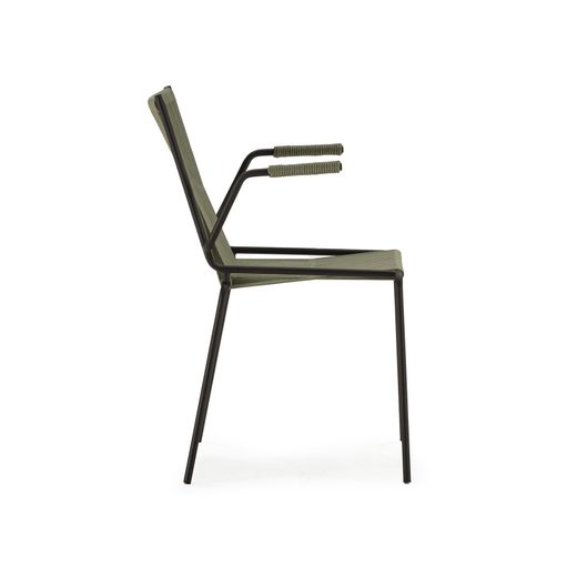 Chair with rope and metal armrests in mint green, 55 x 57 x 82 cm | Emily