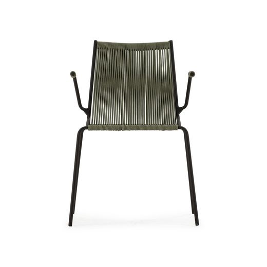 Chair with rope and metal armrests in mint green, 55 x 57 x 82 cm | Emily