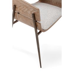 Chaise avec accoudoirs en bois et tissu en chêne blanchi et beige, 50,5 x 56 x 73 cm | Naia