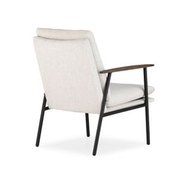 Chair with fabric armrests in beige, 65 x 76 x 91 cm | Dunia