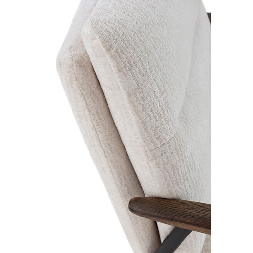 Chair with fabric armrests in beige, 65 x 76 x 91 cm | Dunia