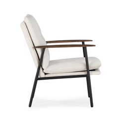 Chair with fabric armrests in beige, 65 x 76 x 91 cm | Dunia