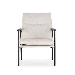 Chair with fabric armrests in beige, 65 x 76 x 91 cm | Dunia