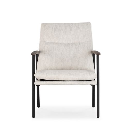 Chair with fabric armrests in beige, 65 x 76 x 91 cm | Dunia