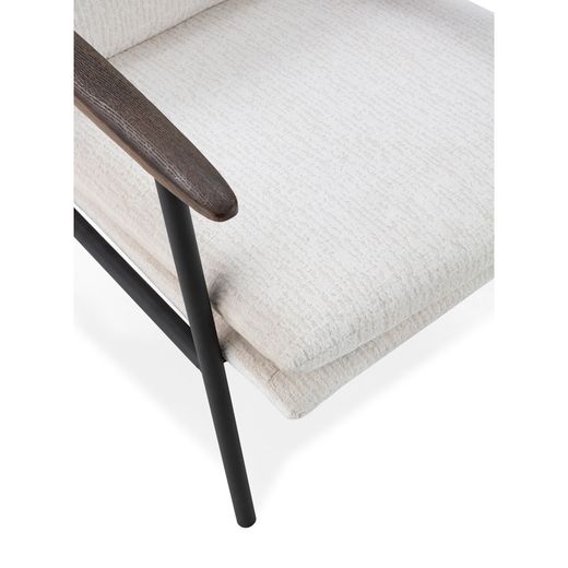 Chair with fabric armrests in beige, 65 x 76 x 91 cm | Dunia