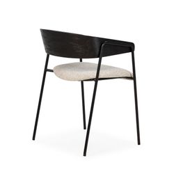 Chair with armrests in fabric and wood in beige and black, 51 x 54 x 73 cm | Cora
