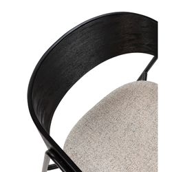 Chair with armrests in fabric and wood in beige and black, 51 x 54 x 73 cm | Cora