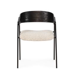 Chair with armrests in fabric and wood in beige and black, 51 x 54 x 73 cm | Cora
