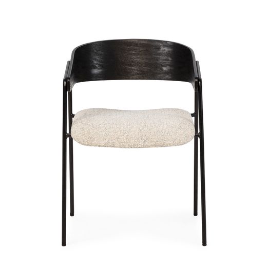Chair with armrests in fabric and wood in beige and black, 51 x 54 x 73 cm | Cora