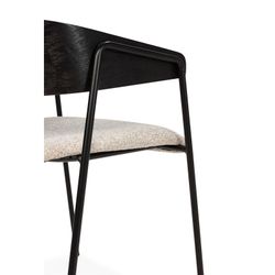 Chair with armrests in fabric and wood in beige and black, 51 x 54 x 73 cm | Cora