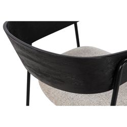 Chair with armrests in fabric and wood in beige and black, 51 x 54 x 73 cm | Cora