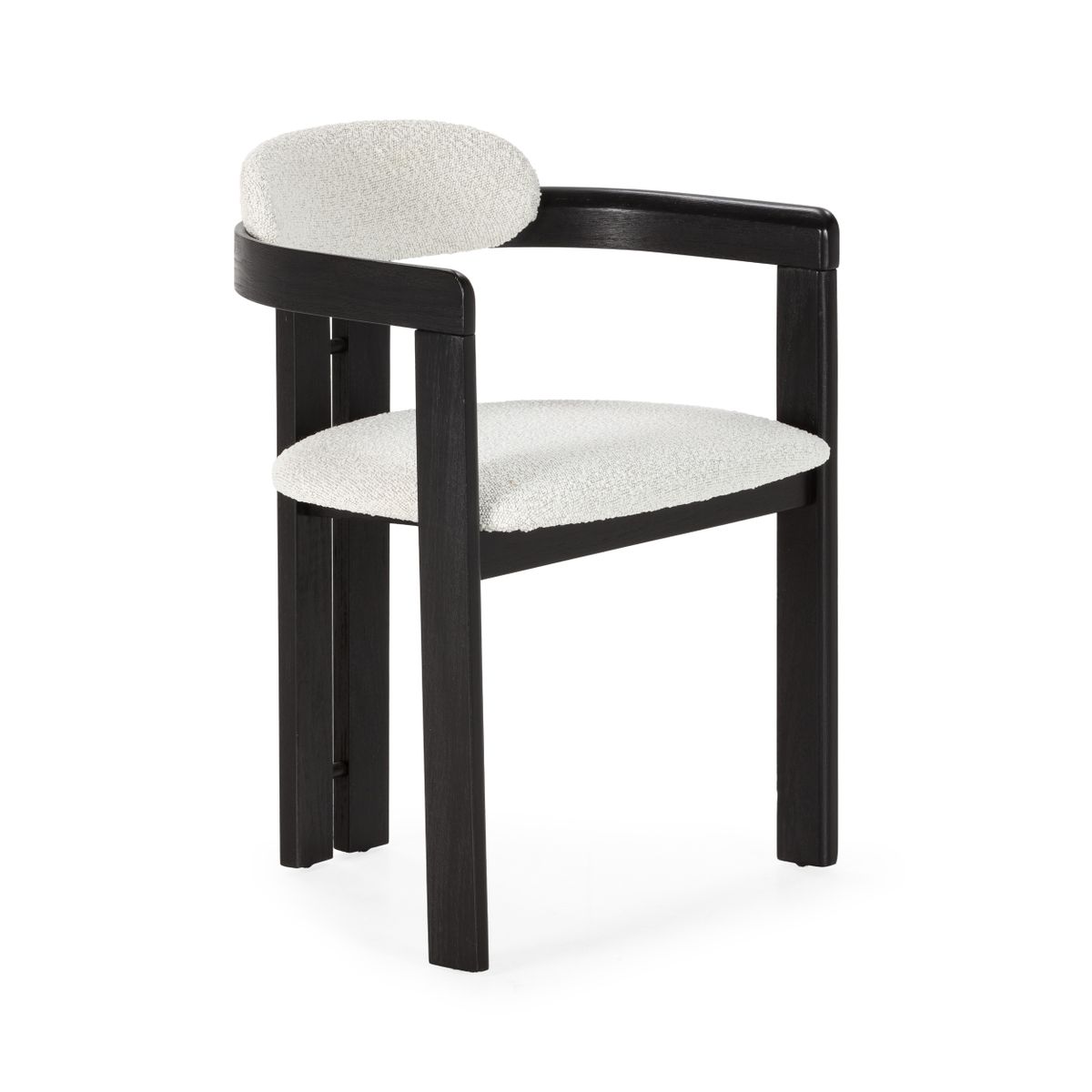 Silla con reposabrazos de tejido y madera en negro, 57 x 50 x 73,5 cm | Eiden