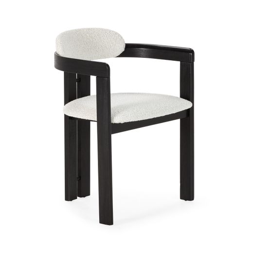 Silla con reposabrazos de tejido y madera en negro, 57 x 50 x 73,5 cm | Eiden
