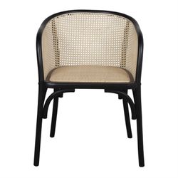 Cadeira de bétula e taboa em preto e natural, 56 x 59 x 78 cm | Na moda