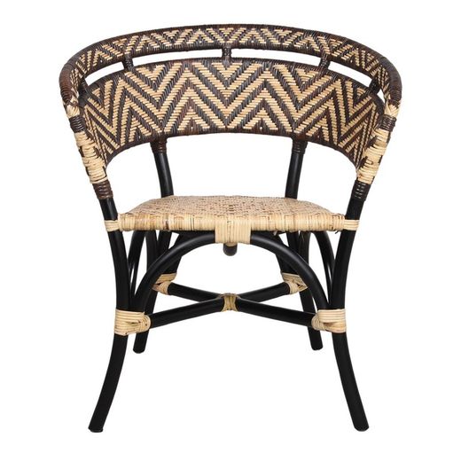 Bamboo and rattan chair in black and natural, 69 x 62 x 80 cm | dalucy