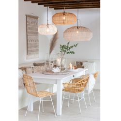 Ema Beige/White Cane and Metal Chair, 54x45x90cm