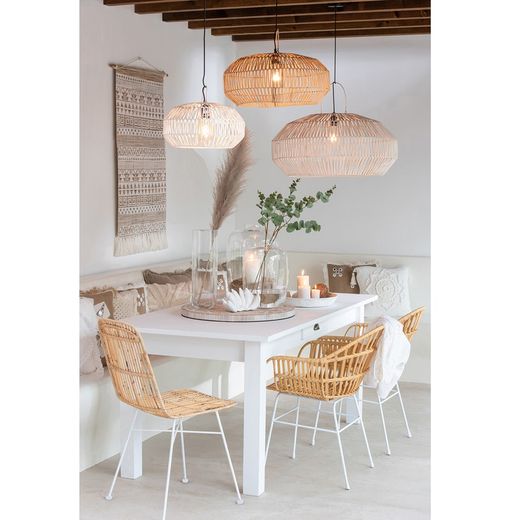 Ema Beige/White Cane and Metal Chair, 54x45x90cm