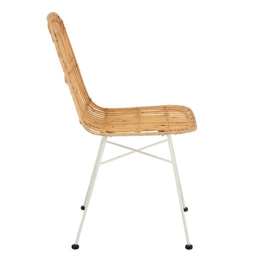 Ema Beige/White Cane and Metal Chair, 54x45x90cm