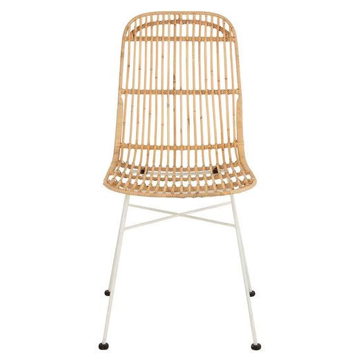 Ema Beige/White Cane and Metal Chair, 54x45x90cm