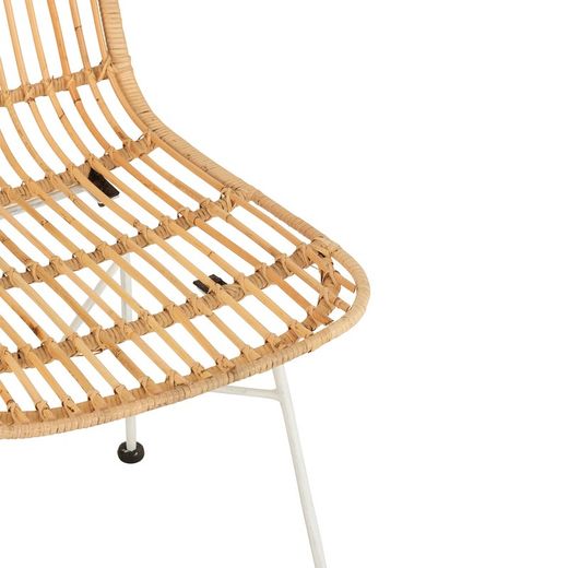 Ema Beige/White Cane and Metal Chair, 54x45x90cm