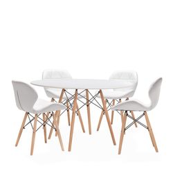 Chaise de Salle à Manger Bambola en Simili Cuir et Blanc/Bois Naturel, 45x50x72 cm